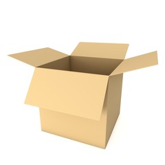 Open box. 3d render illustration isolated on white. Transportation concept.