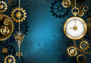 Turquoise Background with Gears