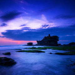 BALI Landmark Tanah Lot temple in sunset. Bali island, indonesia