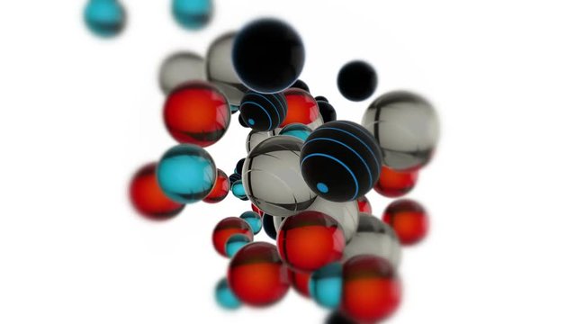 Colorful 3D Glass Spheres Floating In The Air