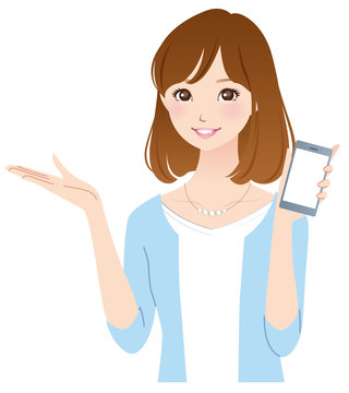 若い女性　スマホ　案内