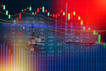 Energy crisis concept with oil rig background,Double exposure.