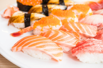 Sushi in white plate