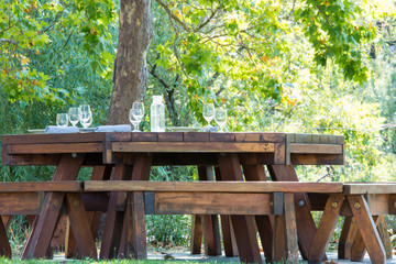 Fototapeta premium Picnic Table at the Ready