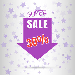 Super Sale colored arrow banner. Big sale 50% off. Vector illustration.