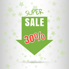 Super Sale colored arrow banner. Big sale 50% off. Vector illustration.