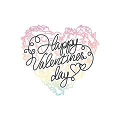 Vector Ombre print colorful heart. Happy valentines day quote. ombre heart on White background.