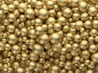 Abstract Gold Chaotic Spheres Background. Christmas background