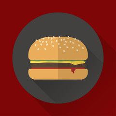 Hot burger vector hamburger icon or cheeseburger.