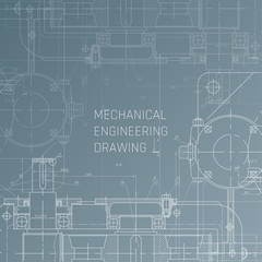 Mechanical Engineering drawing. Engineering Drawing Background. Blueprint vector.