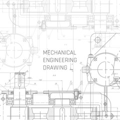 Mechanical Engineering drawing. Engineering Drawing Background. Blueprint vector.
