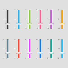 Colorful horizontal and vertical sliders. UI sliders set. Multicolor modern UI elements. Vector.