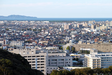 米子市　市街地　鳥瞰
