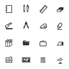office school class object icon set vector
