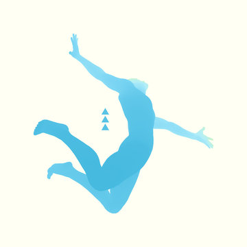 Jumping Man. 3D Model of Man. Sport Symbol.