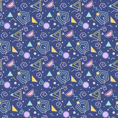 Colorful background with geometric figures, vector seamless patt