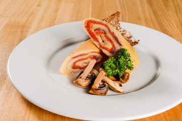 Meatloaf on a white plate