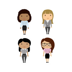 Set Different races Business Woman or office worker