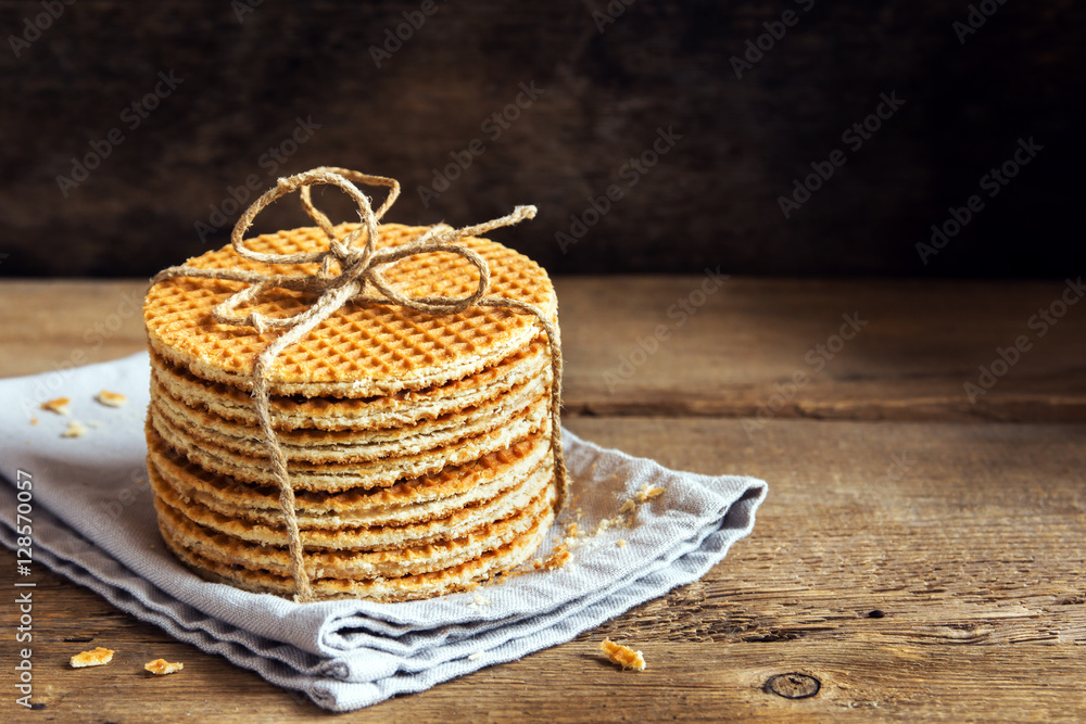 Canvas Prints stack of caramel waffles