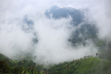 mountains and mist in the morning in Nan ,Thailand