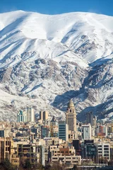 Gordijnen Winter Tehran  view with a snow covered Alborz Mountains on back © Mazur Travel