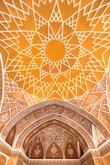 Beautiful ceiling of the Ameri Historical House, Iran, Kashan