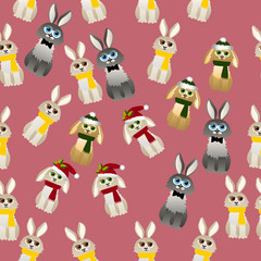 Naklejka premium cute rabbit with scarf
