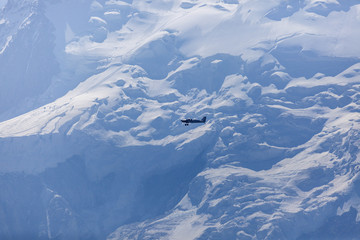 Small plane and Mt Blanc