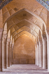 Beautiful columns in Vakil Mosque, Shiraz, Iran