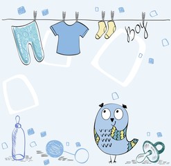 Cute hand drawn iilustration with cartoon owl