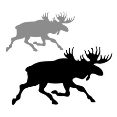 Naklejka premium moose elk vector illustration black silhouette