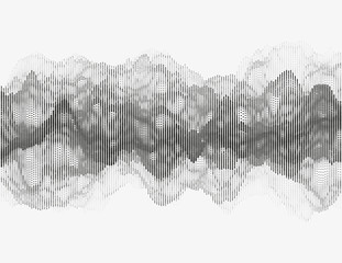 Segmented vector radio wave. Advanced digital music visualization. Detailed audio data analytics. Monochrome illustration of sound frequencies. Element of design. - 128572812