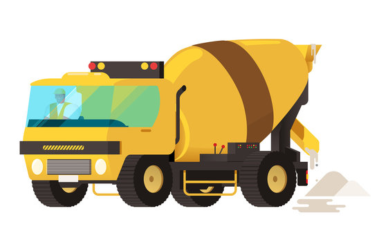 Concrete mixer truck. concrete machine truck. vector illustratio