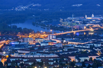 Linz panorama at night