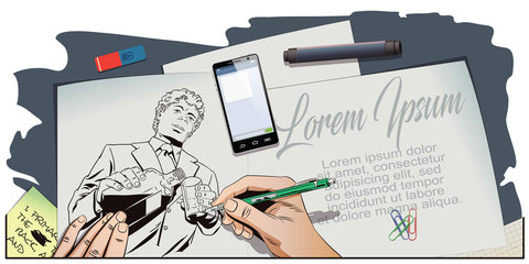 An elegant man drinking whisky. Hand paints picture.