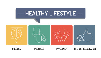 HEALTHY LIFESTYLE - LINE ICONS CONCEPT