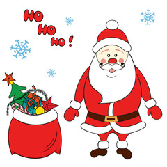 Vector Illustration of Santa Claus carrying sack full of gifts