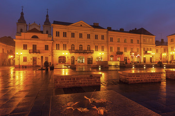 Rain on Market Square in Piotrkow Trybunalski