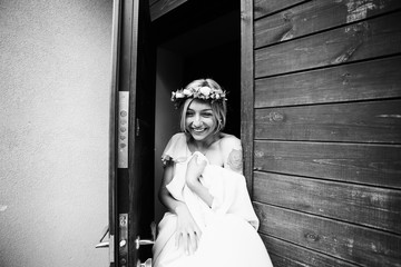 Pretty bride before her wedding