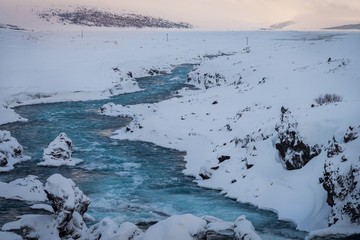 River near Godafoss waterfall in Iceland