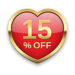 15% off silver badge, vector
