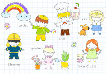 Happy children's in work wear