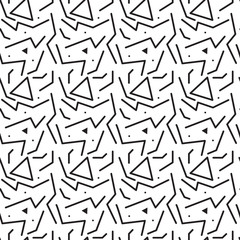 abstract geometric line black and white seamless pattern