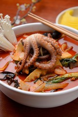 짬뽕, jjamppong, Chinese-style noodles with vegetables and seafood,seafood jjamppong