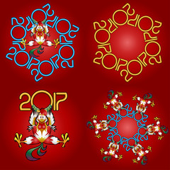 Christmas snowflake 2017 - Snowflake date for textures, Year of the Rooster, happy New Year