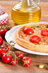 Leek and tomato quiche. 