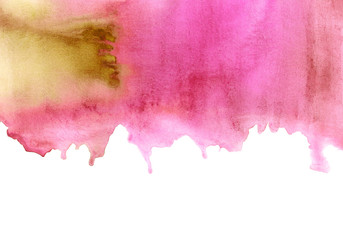 Abstract pink watery illustration.Aquatic backdrop.Hand drawn watercolor stain.Rose splash.