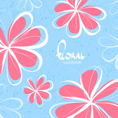 Pink flowers on a blue background