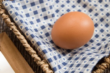 Fresh egg in the basket weave.