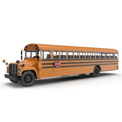Fototapeta na wymiar yellow school bus on white. 3D illustration